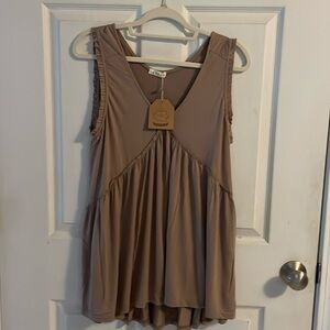 NWT Kori Small Mocha Tank Top Generous Oversized Fit